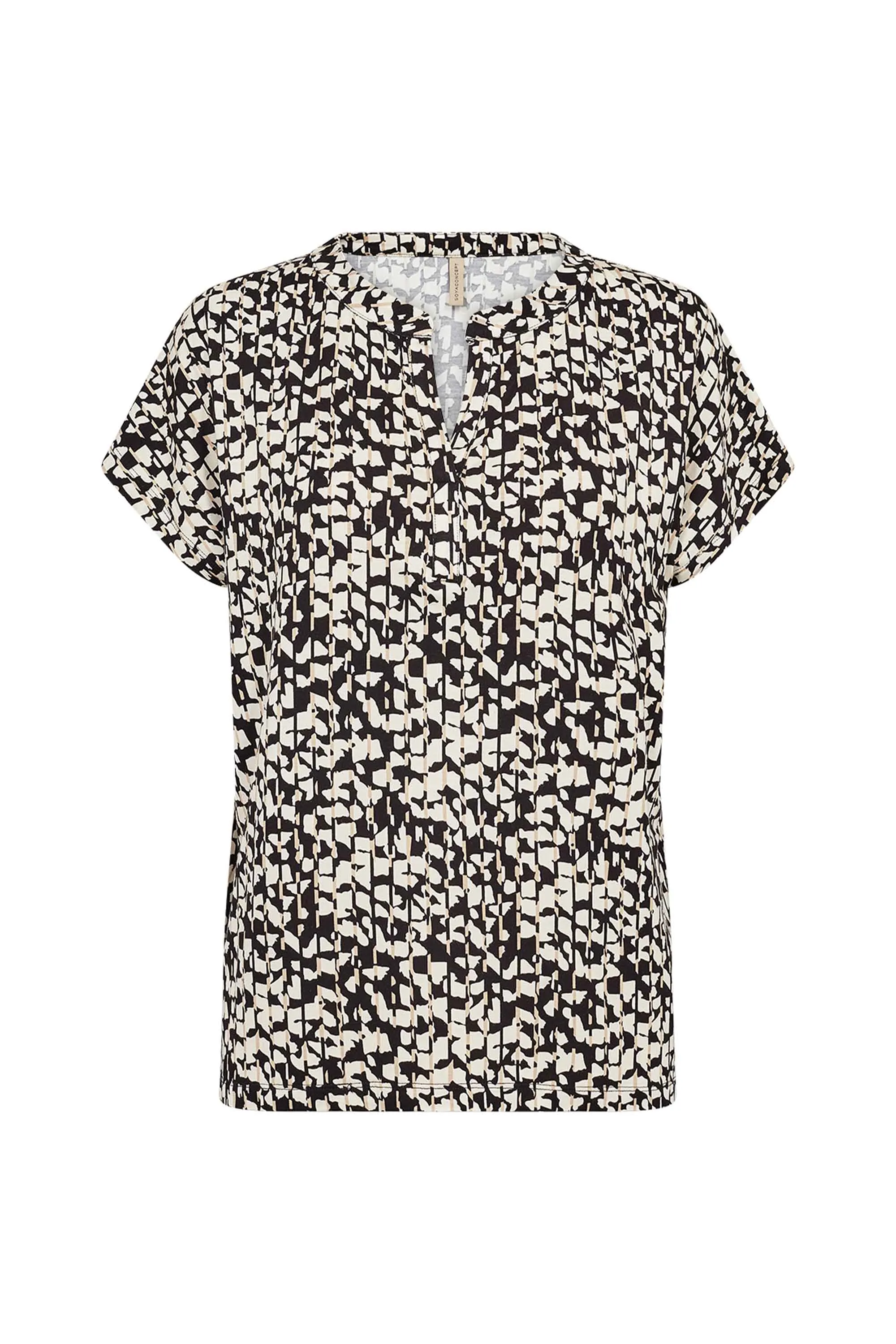 FRAGMENT PRINT SPLIT NECK TOP