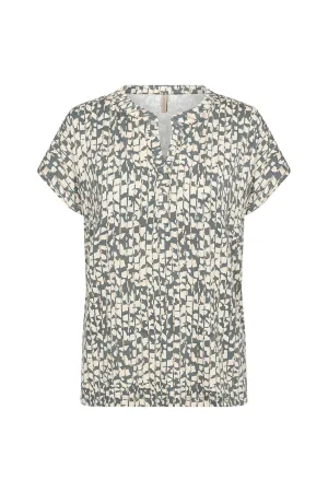 FRAGMENT PRINT SPLIT NECK TOP