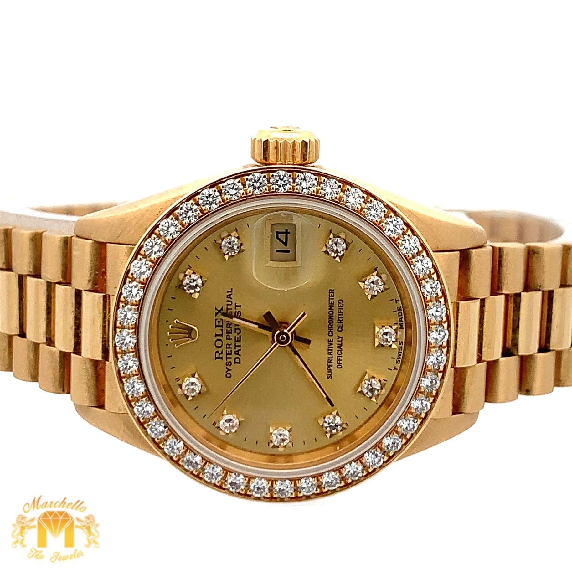 Full factory 26mm Ladies` Rolex Datejust Presidential Rolex Diamond Watch (diamond bezel. diamond dial)