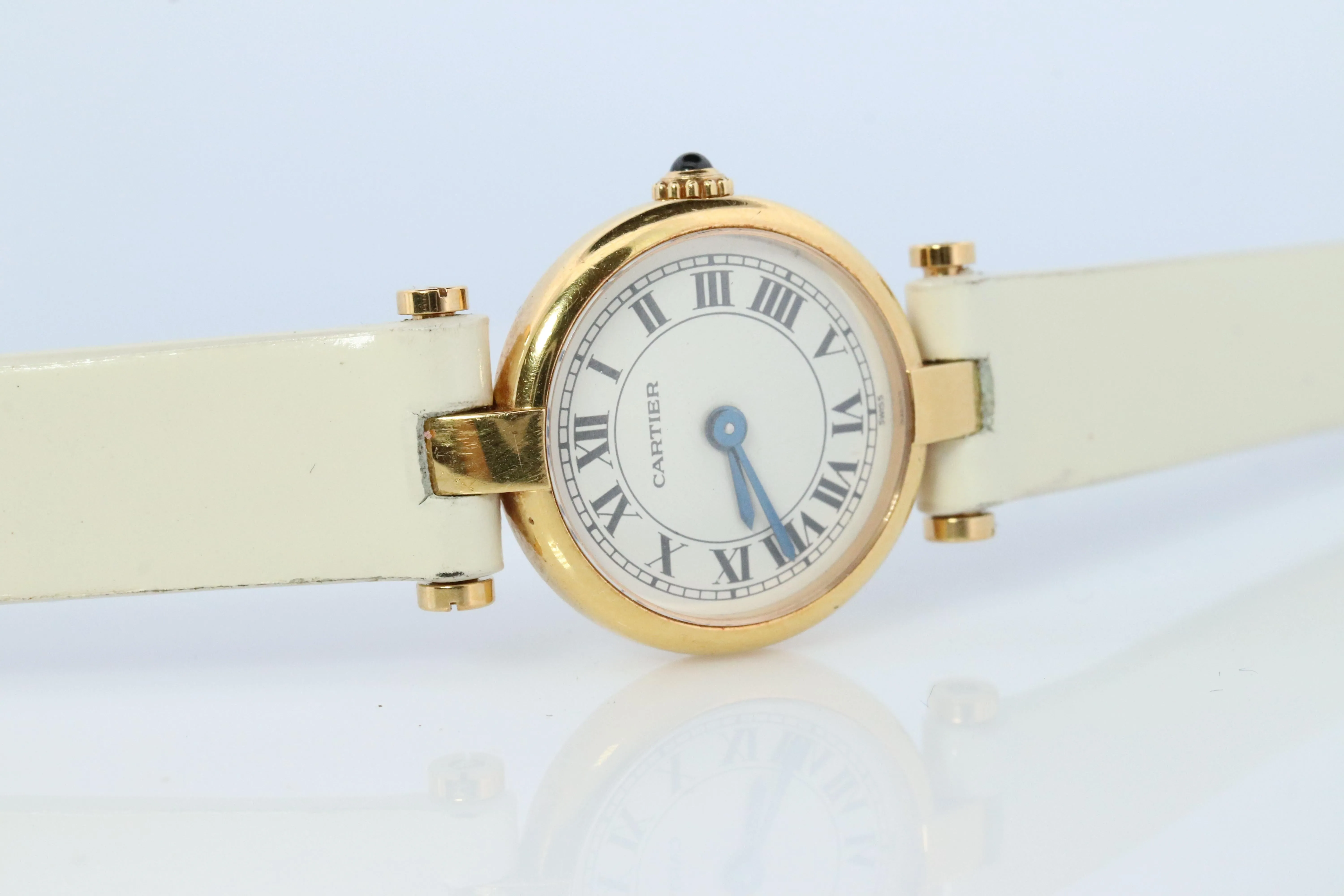 Genuine 18k Cartier Watch. 18k Gold Cartier Vendome 2163 Watch. CARTIER Mini