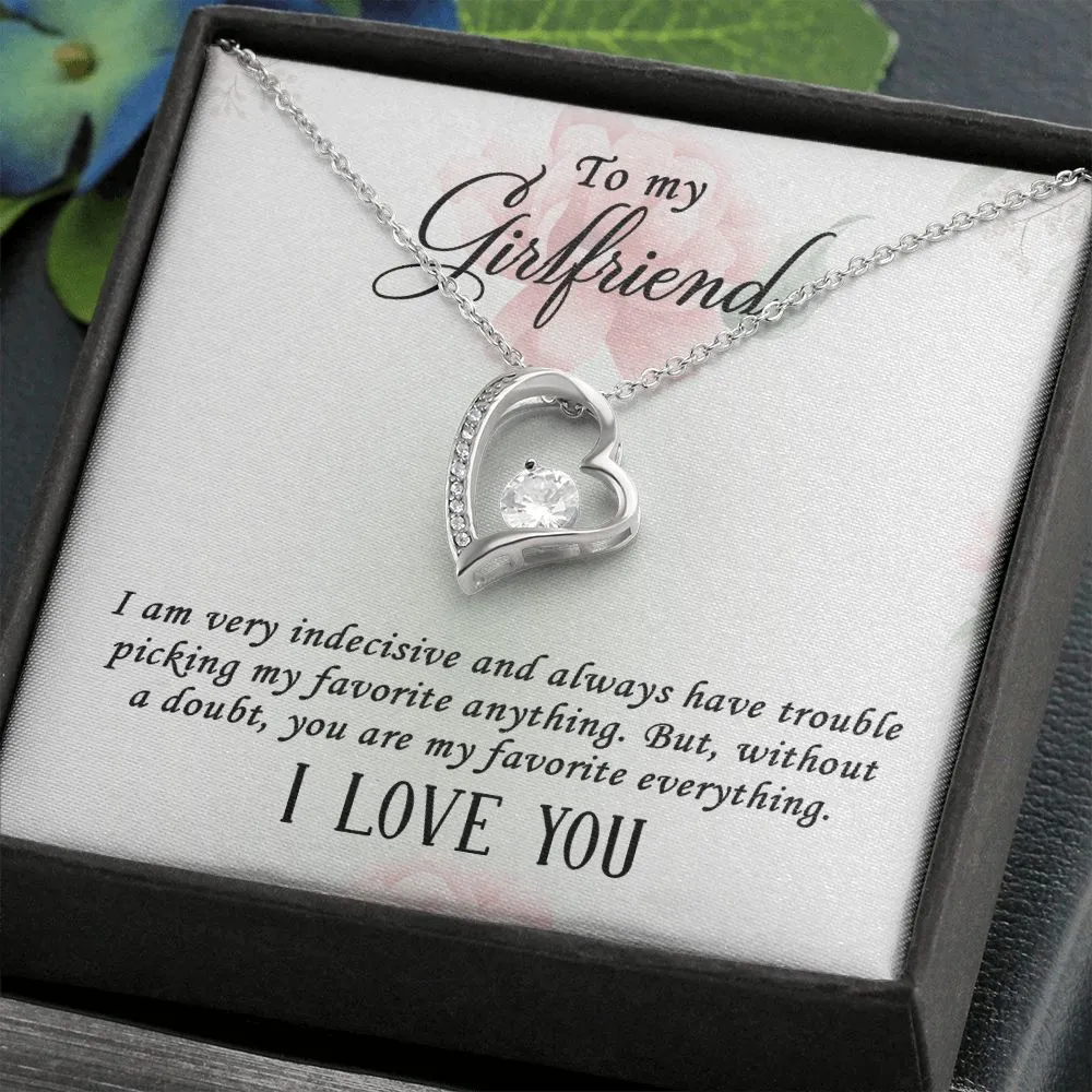Gifts for Girlfriend Forever Love Necklace, Cubic Zirconia White or Yellow Gold Finish