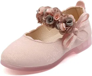 Girls Flats Shoes for Party School Wedding Toddlers Girls Princess Dress Shoes with Flowers Bow-Knot