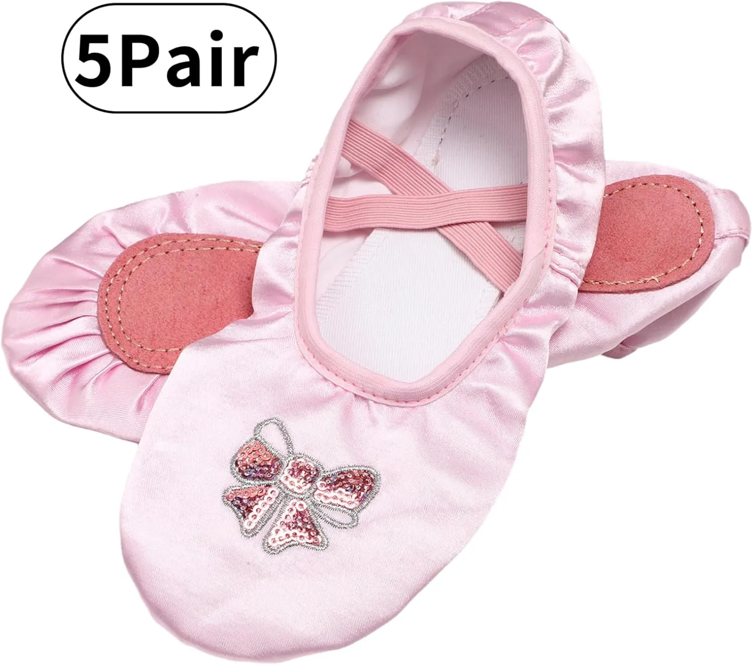 Girls Satin Ballet Flat Shoes Split Sole Slippers Ballroom Dance Shoes for Modern Dance Performance