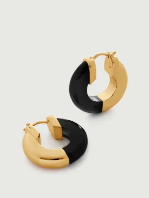 Gold and black onyx earrings