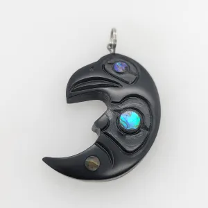 Haida Raven Moon Argillite Pendant