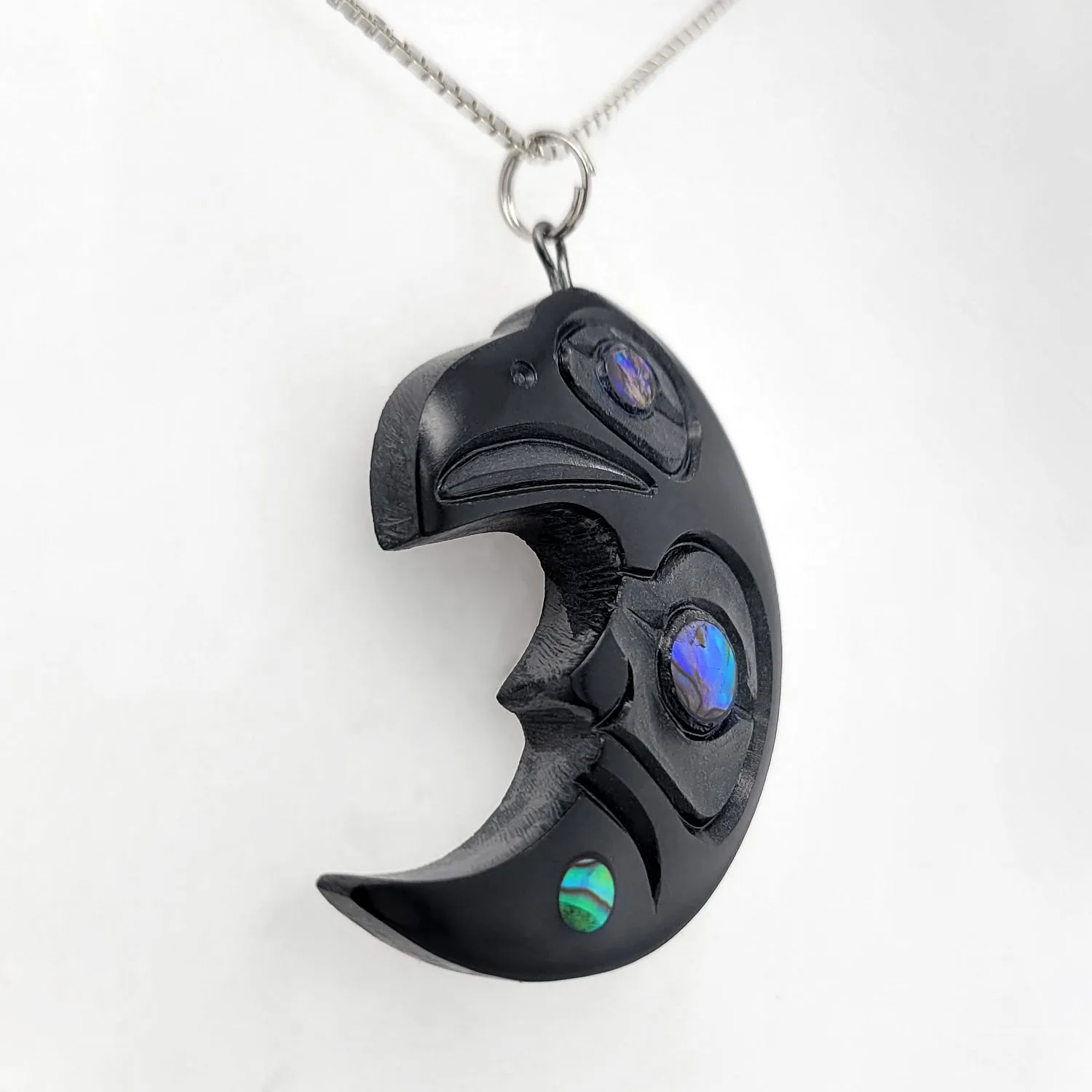 Haida Raven Moon Argillite Pendant