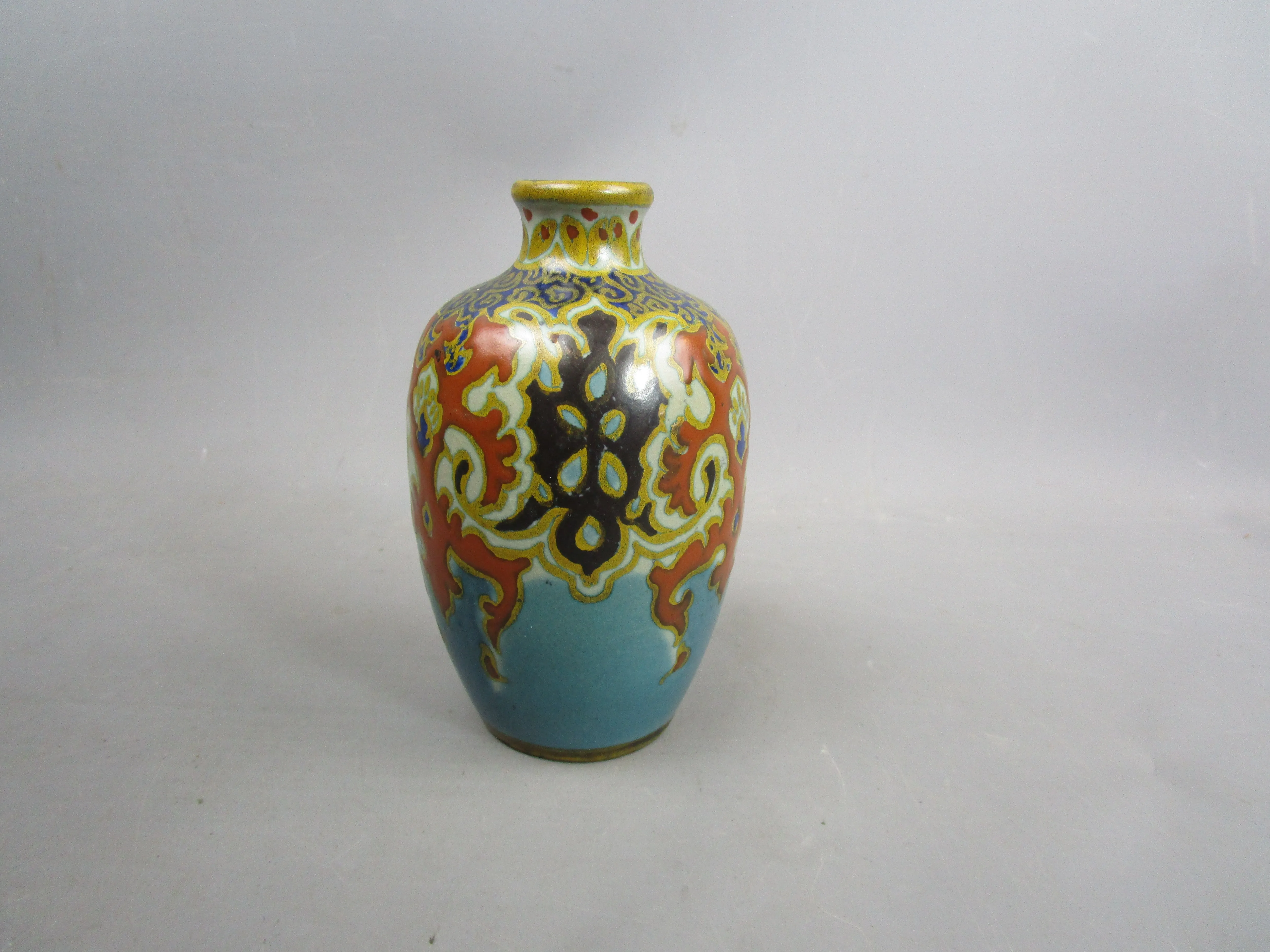 Hand Painted Gouda Holland Abstract Design Ceramic Vase Vintage c1970