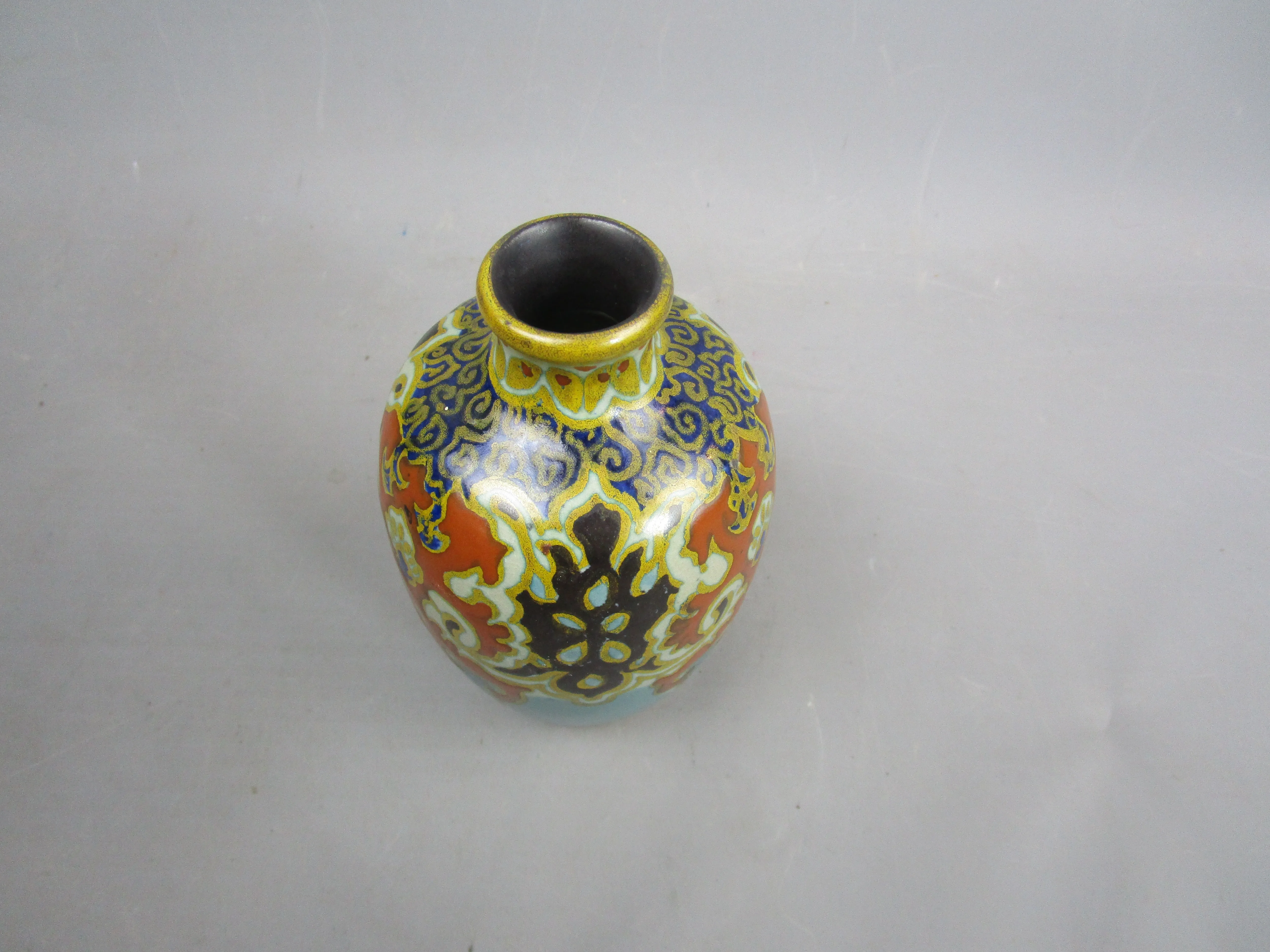 Hand Painted Gouda Holland Abstract Design Ceramic Vase Vintage c1970