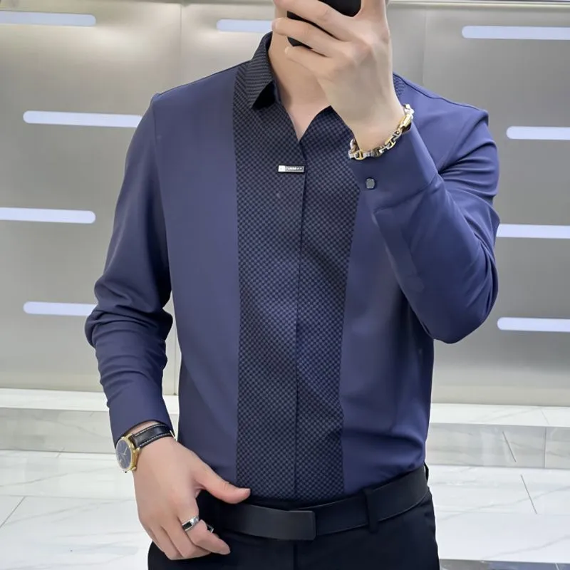 Hot Sale 55% OFFMens Business Casual Patchwork Shirt