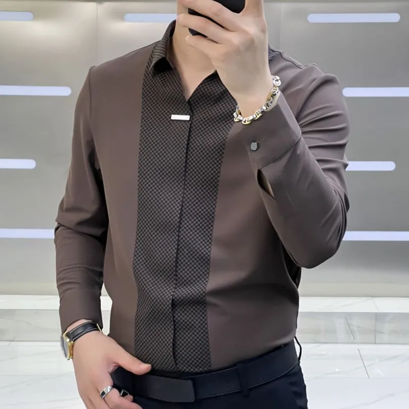 Hot Sale 55% OFFMens Business Casual Patchwork Shirt