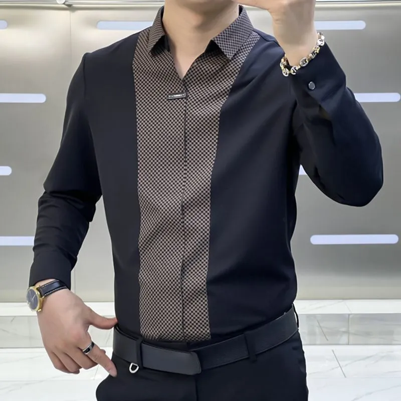 Hot Sale 55% OFFMens Business Casual Patchwork Shirt