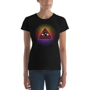 Illuminati All Seeing Psychic Eye Color Aura Women's Short Sleeve Babydoll T-shirt