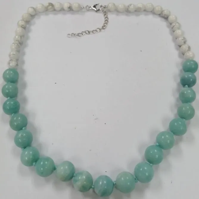 Ladies Round Beads Howlite Knitted Necklace
