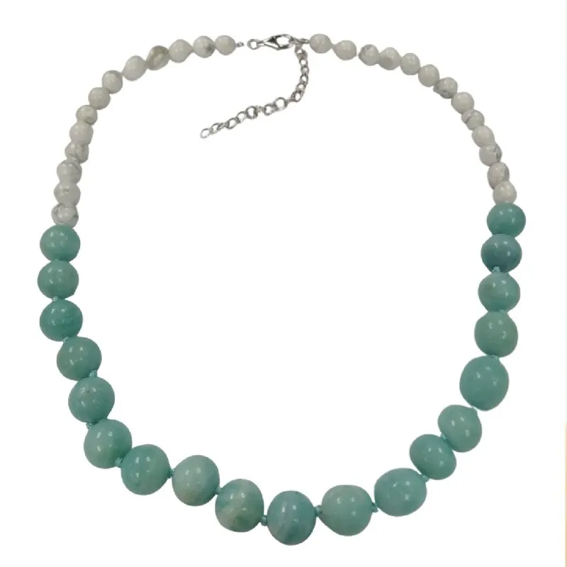 Ladies Round Beads Howlite Knitted Necklace