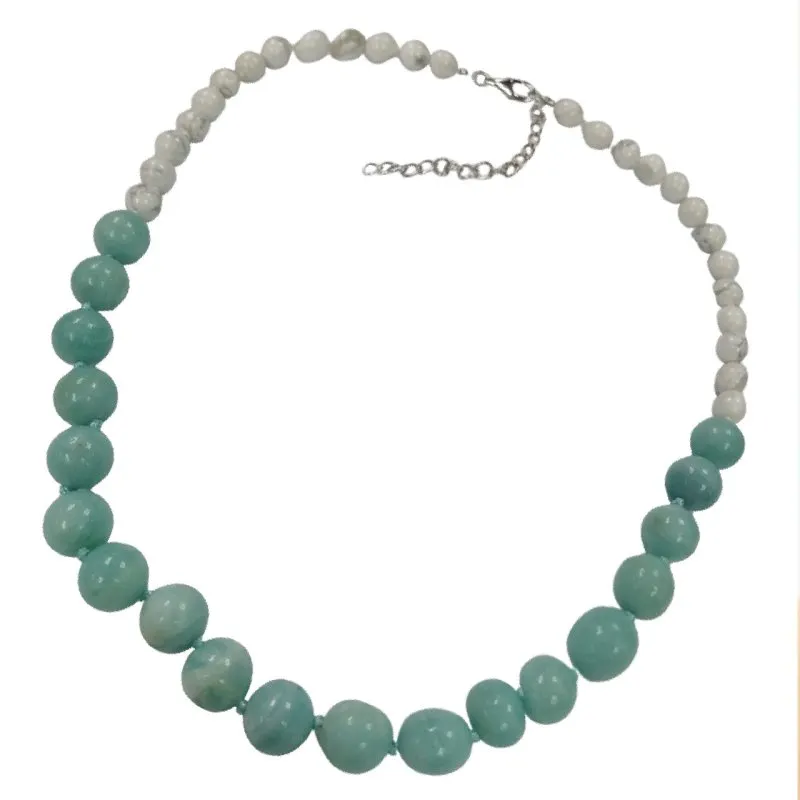 Ladies Round Beads Howlite Knitted Necklace