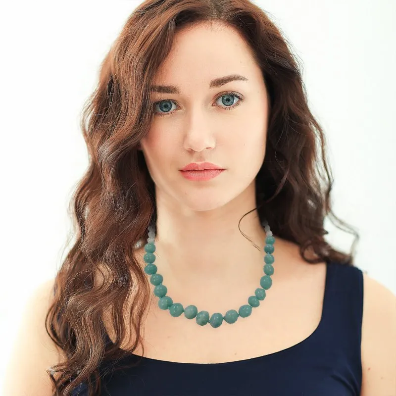 Ladies Round Beads Howlite Knitted Necklace