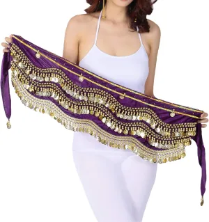 Lauthen.S 248 Coins Belly Dance Hip Scarf Tribal Belt Halloween Gypsy Costume Accessory