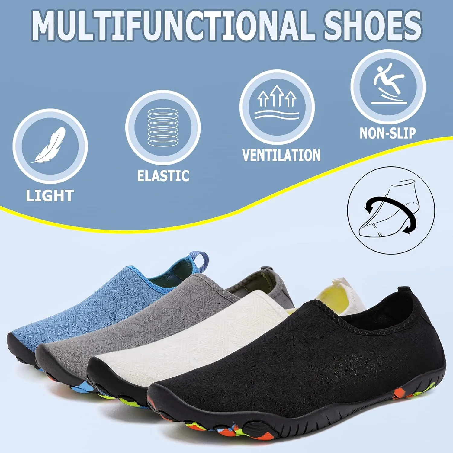 Lightweight Comfortable Water Shoes for Men Women Barefoot Quick Dry Aqua Shoes Outdoor Beach Shoes for Diving Walking Boating Swimming Surfing Yoga