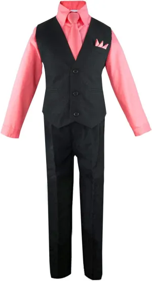 Luca Gabriel Toddler Boys' 4 Piece Vest Shirt Tie Pant and Hanky Set