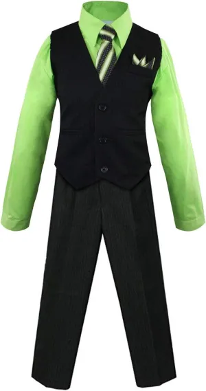 Luca Gabriel Toddler Boys' 4 Piece Vest Shirt Tie Pant and Hanky Set