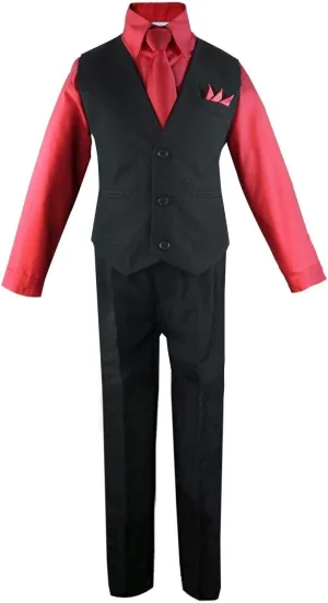 Luca Gabriel Toddler Boys' 4 Piece Vest Shirt Tie Pant and Hanky Set