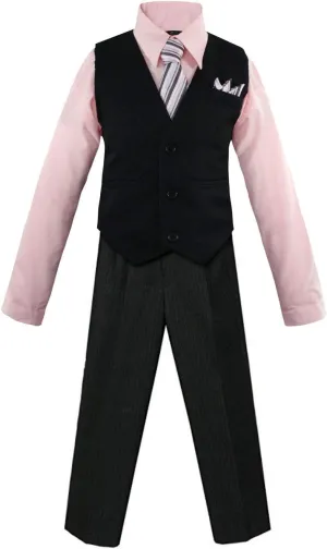 Luca Gabriel Toddler Boys' 4 Piece Vest Shirt Tie Pant and Hanky Set