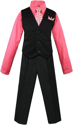 Luca Gabriel Toddler Boys' 4 Piece Vest Shirt Tie Pant and Hanky Set