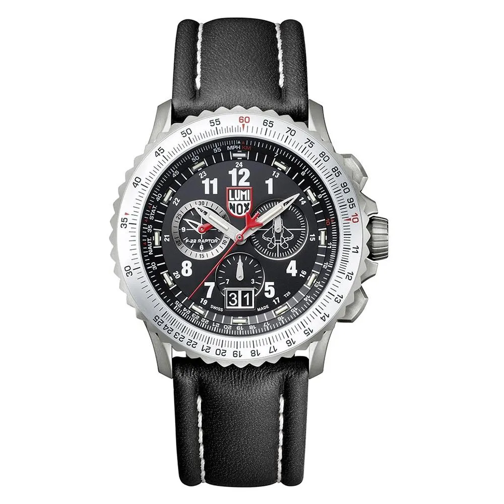 Luminox Men's Air F-22 Raptor 9240 Series Black Leather Strap Black Analog Dial Quartz Watch - XA.9241