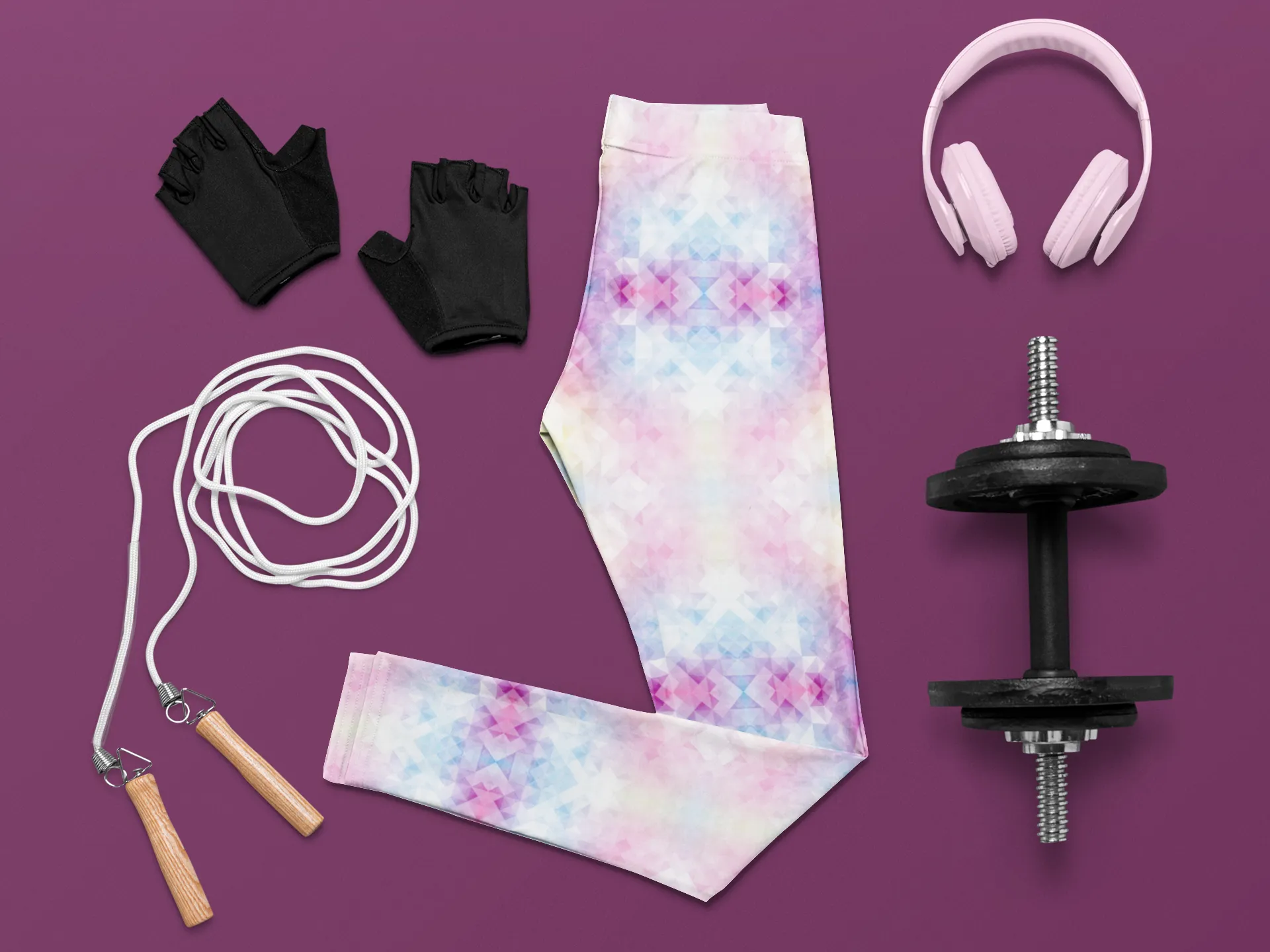 Magenta Pixel Matrix Print Legging