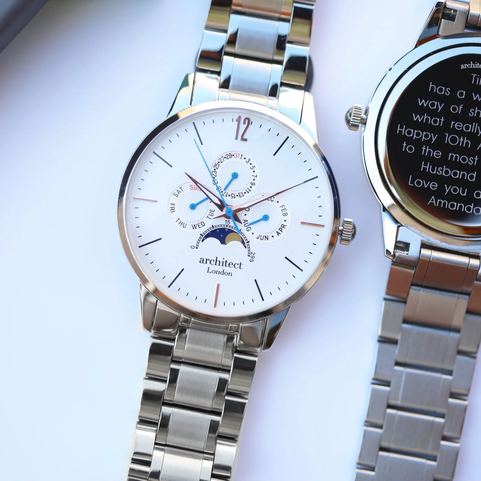 Men's Architect Apollo Engraved Watch In White