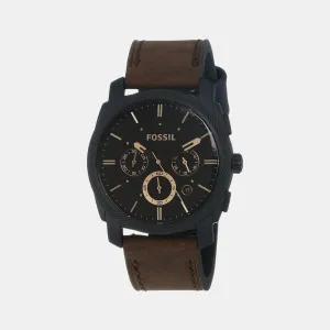 Men's Black Leather Chronograph Watch FS4656