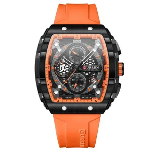 Mens Unique Square Sports Watch Waterproof Quartz Wristwatch with Chronograph