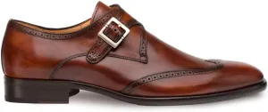 Mezlan Forest Mens Luxury Wing Tip Oxfords - Exquisite Hand-Burnished Calfskin with Perforated Accents - Handcrafted in Spain - Medium Width (Cognac, 13)