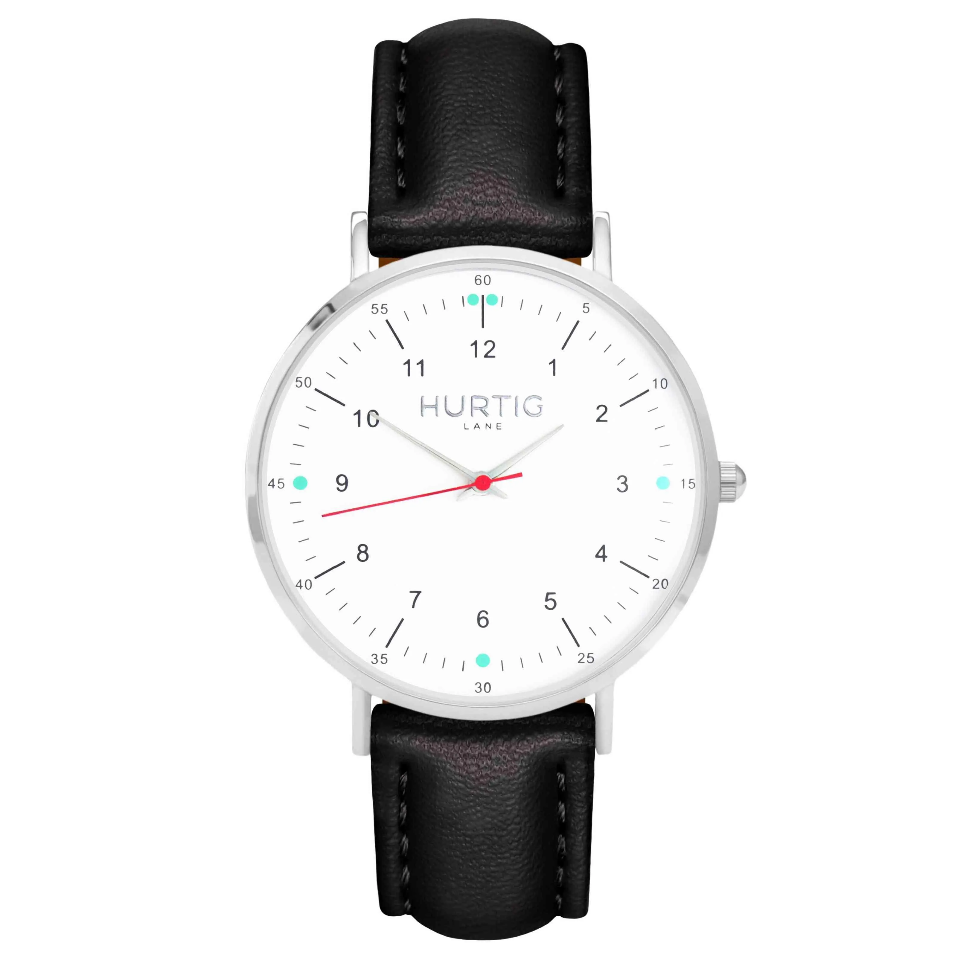 Moderno Vegan Leather Watch Silver, White & Chestnut
