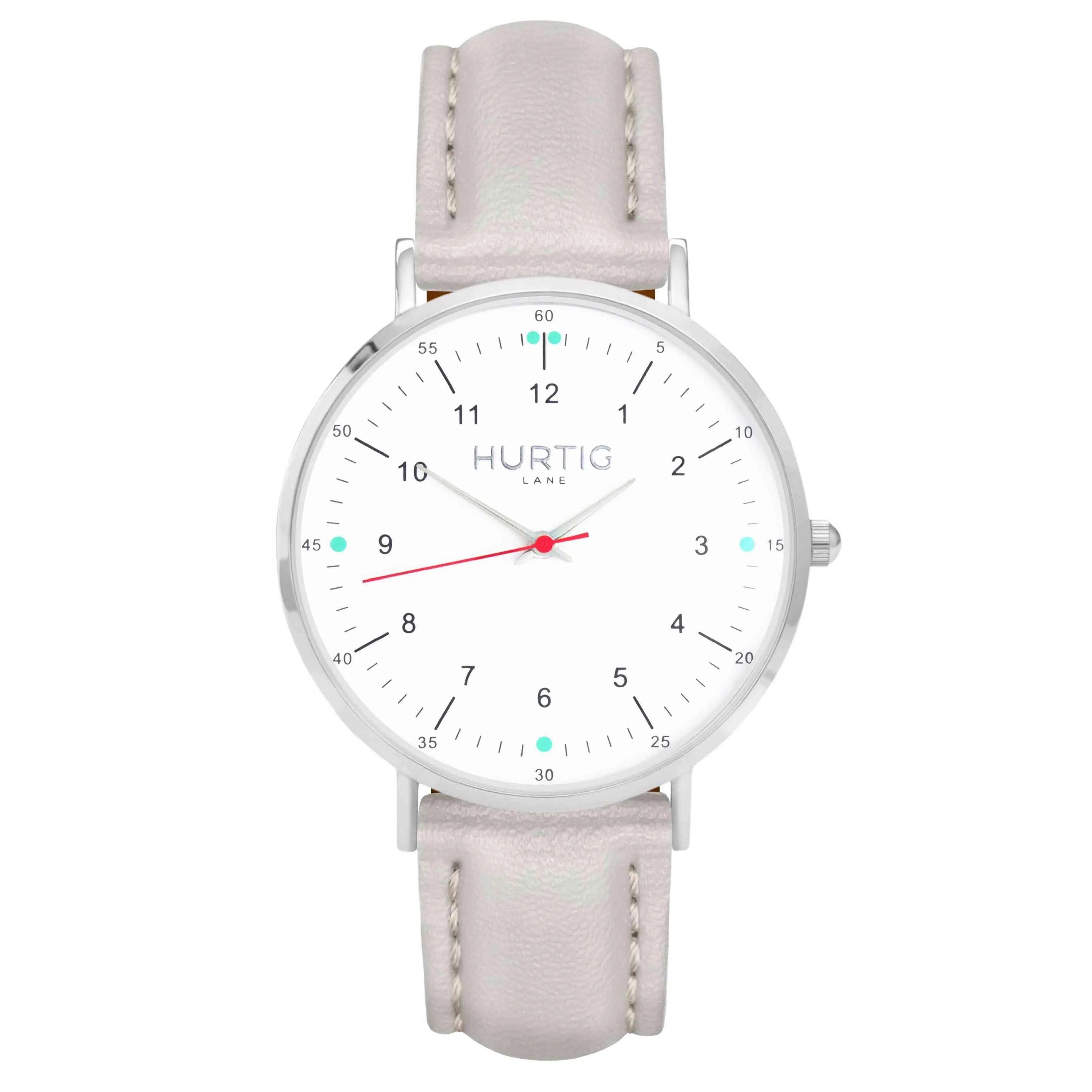 Moderno Vegan Leather Watch Silver, White & Chestnut