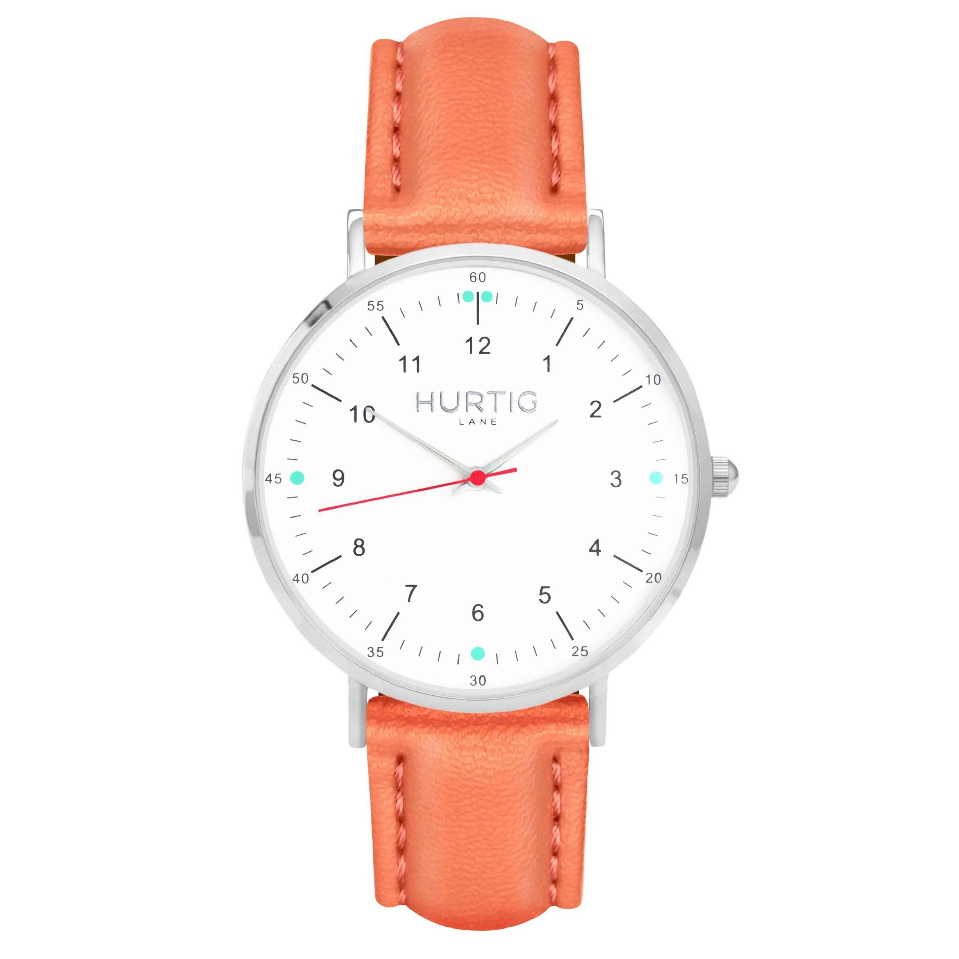 Moderno Vegan Leather Watch Silver, White & Chestnut