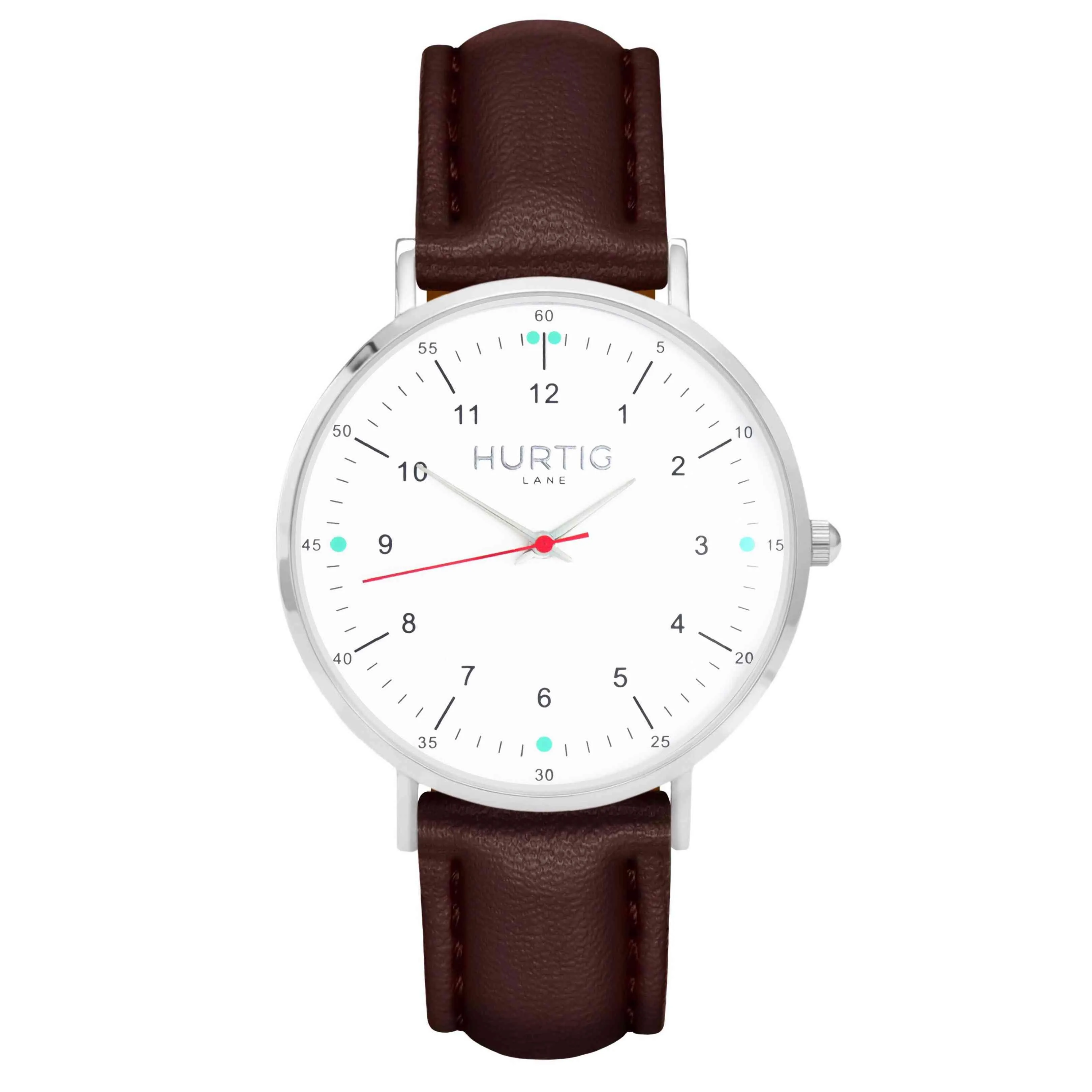 Moderno Vegan Leather Watch Silver, White & Chestnut