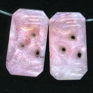 Mottled Pink Abstract Pierced Glass Pendant. 1920s Gablonz. Pkg 4. b11-pp-0987