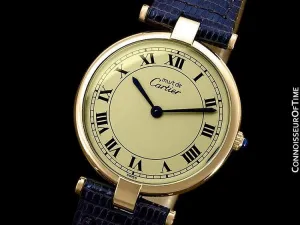Must De Cartier Vendome Mens Midsize Unisex Vermeil Watch - 18K Gold Over Sterling Silver