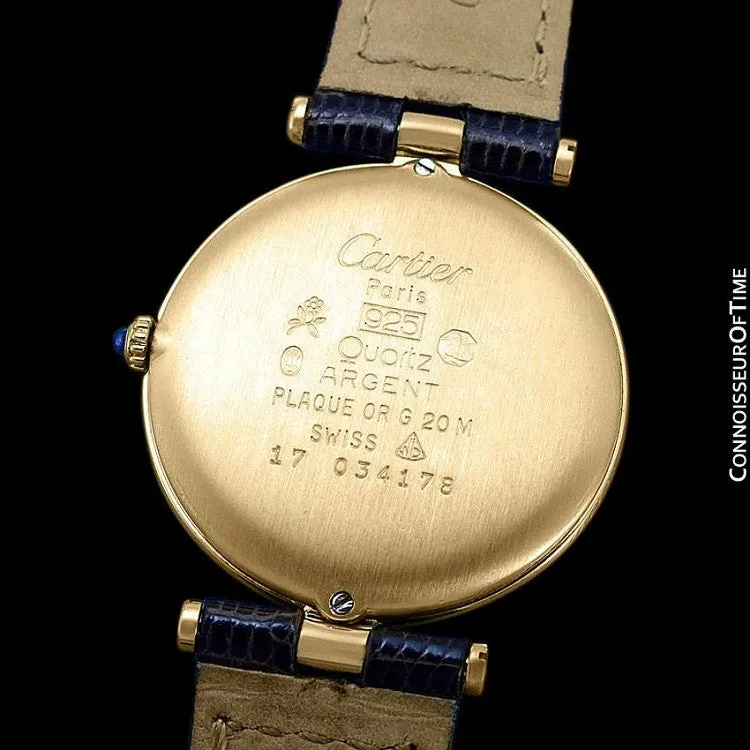 Must De Cartier Vendome Mens Midsize Unisex Vermeil Watch - 18K Gold Over Sterling Silver