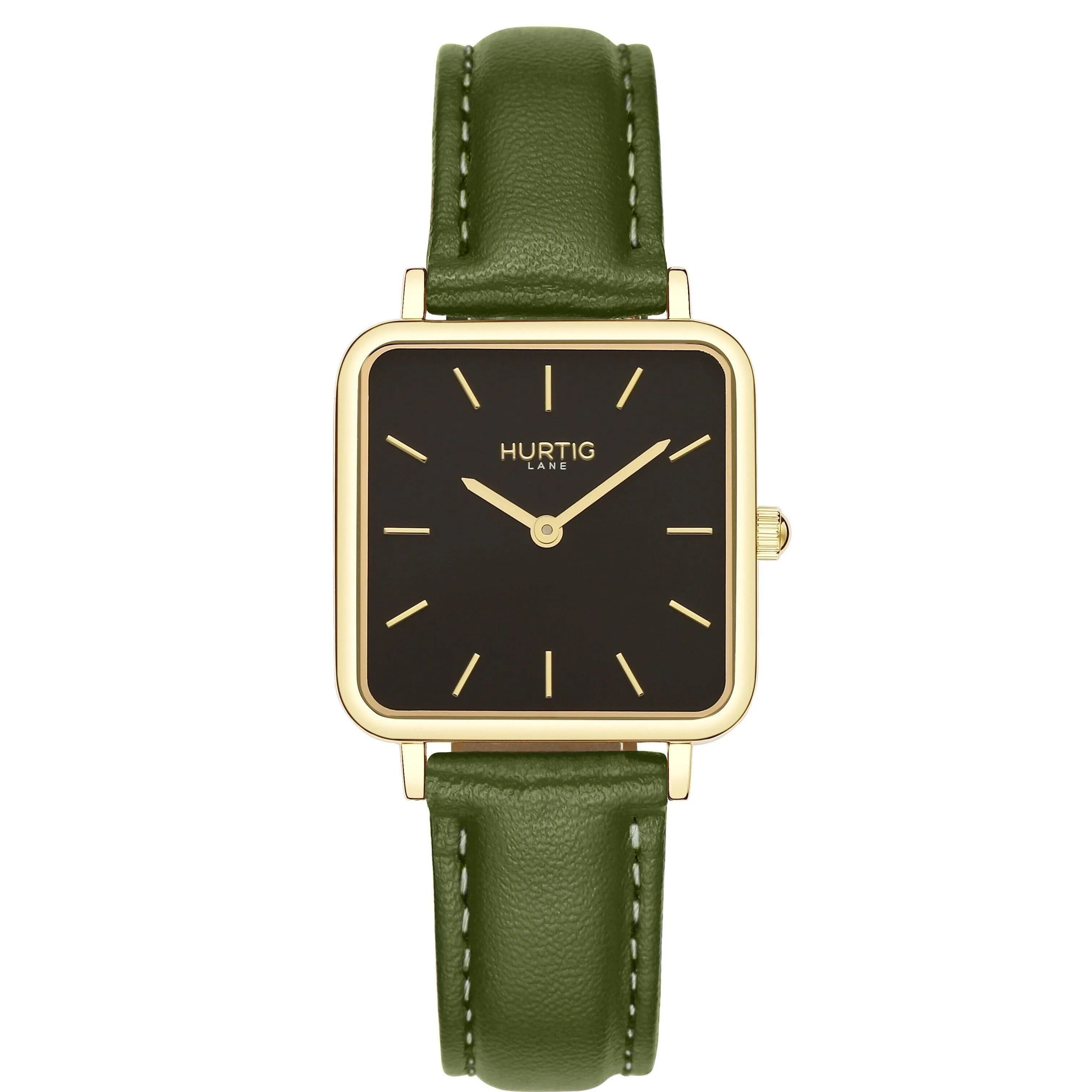 Neliö Square CACTUS Leather Watch Gold, Black & Black