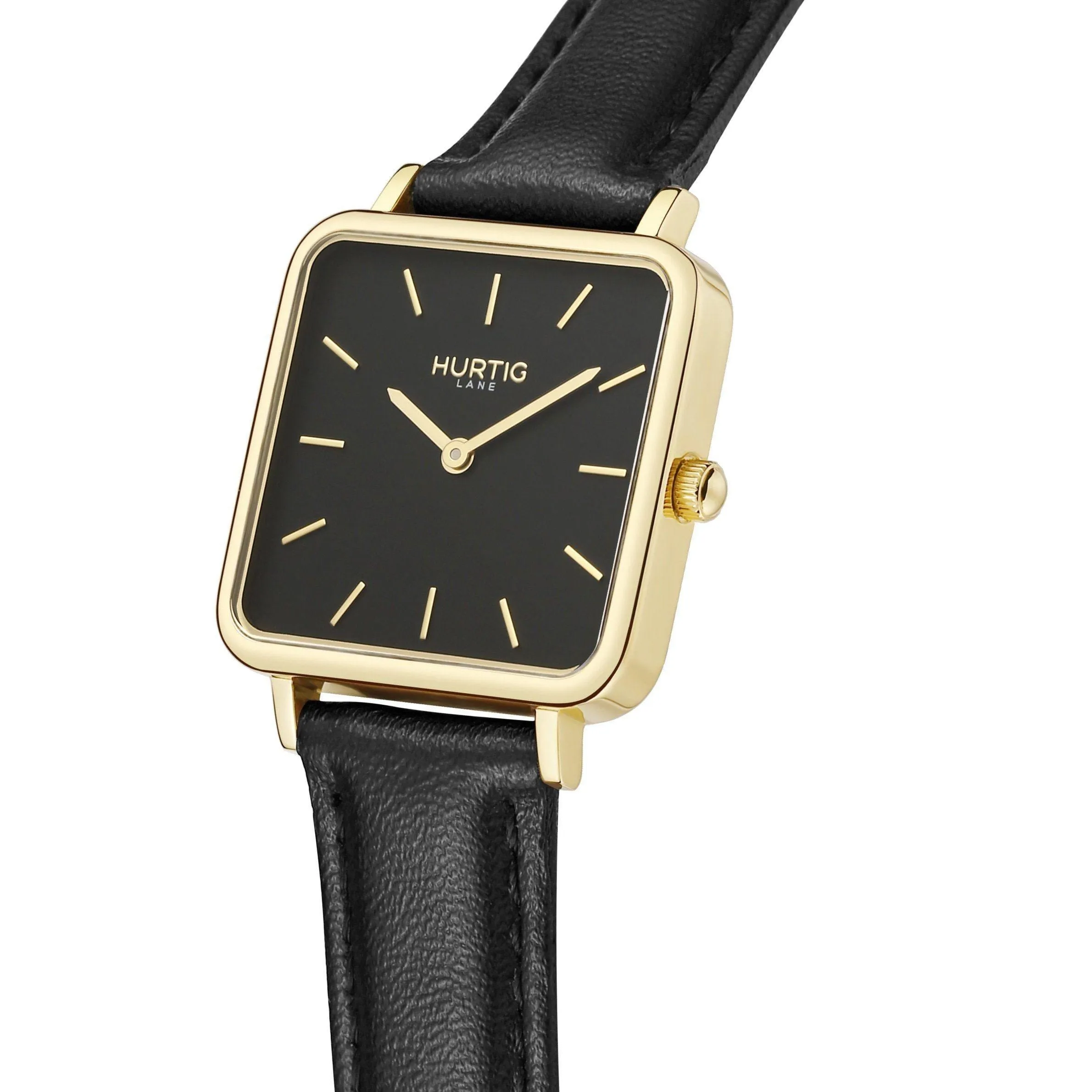 Neliö Square CACTUS Leather Watch Gold, Black & Black