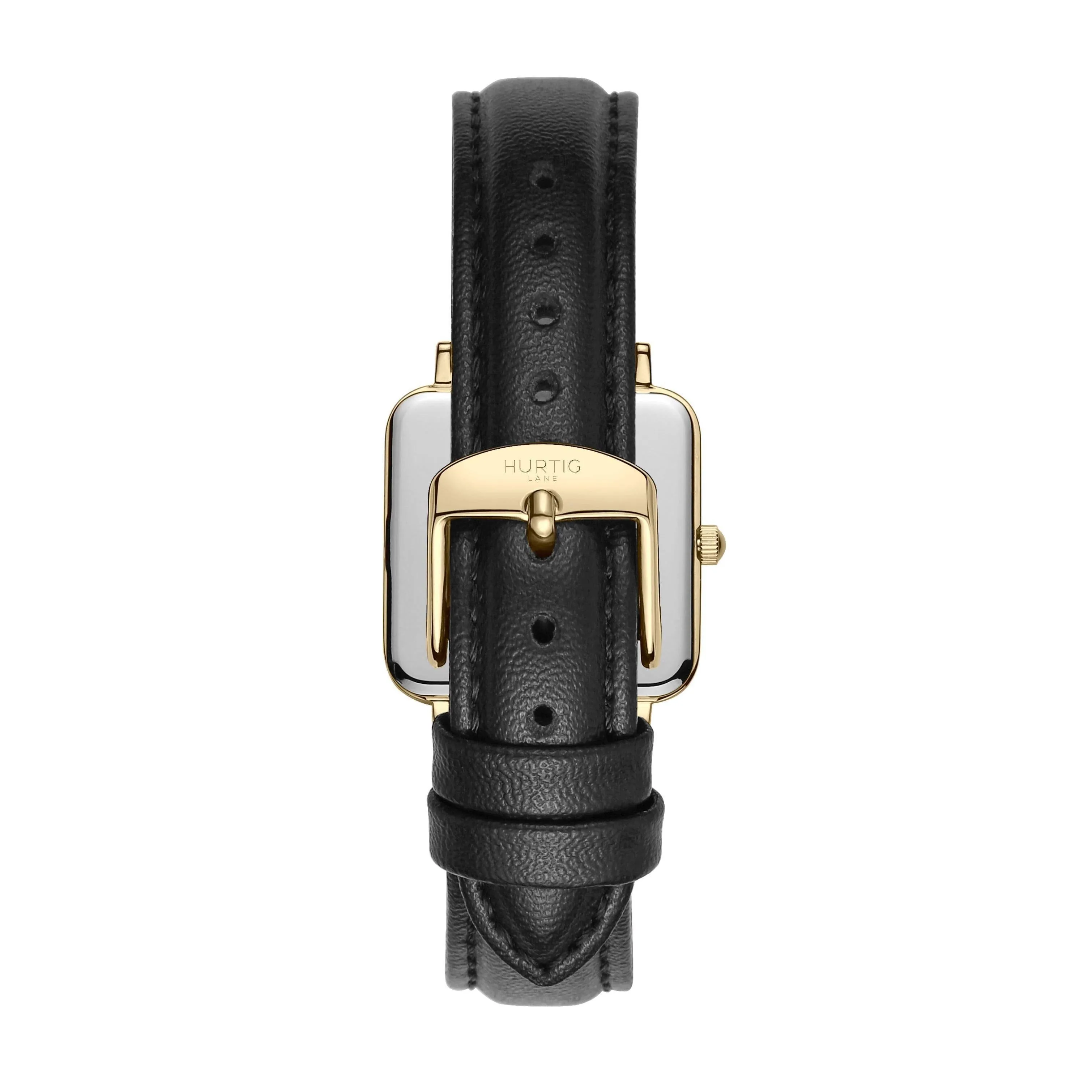 Neliö Square CACTUS Leather Watch Gold, Black & Black