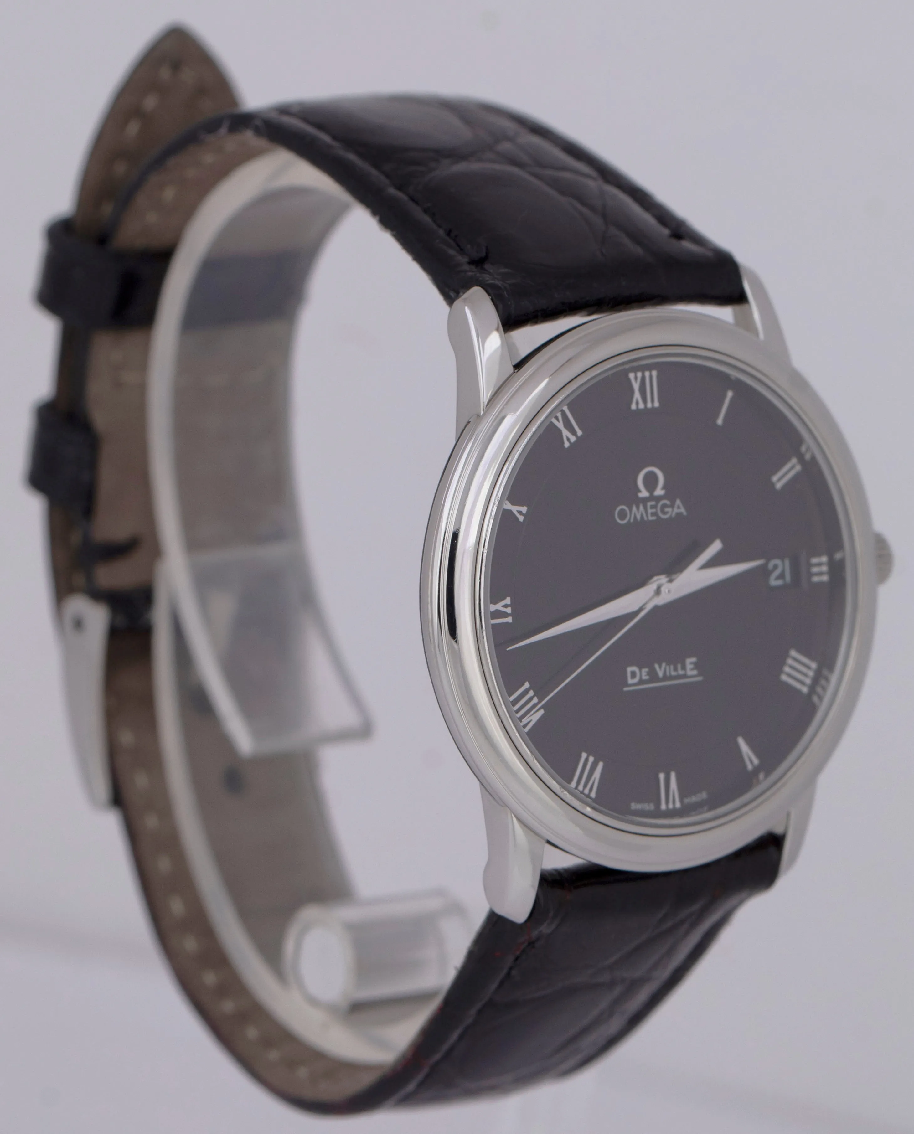 Omega De Ville Prestige PAPERS 34.4mm 4810.52.01 Leather Quartz Steel Watch B P