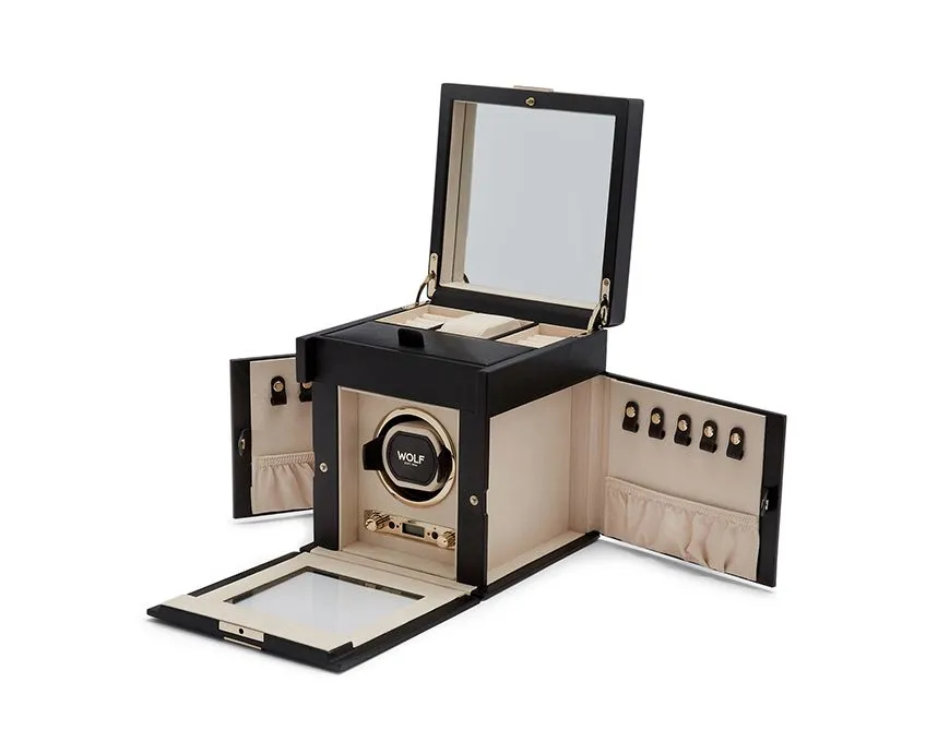 Palermo Single Winder With Jewelry Storage (Black Anthracite)