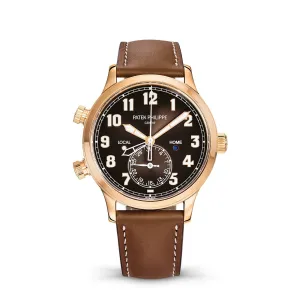 Patek Philippe Calatrava Pilot Travel Time, Brown Sunburst Dial 5524R-001