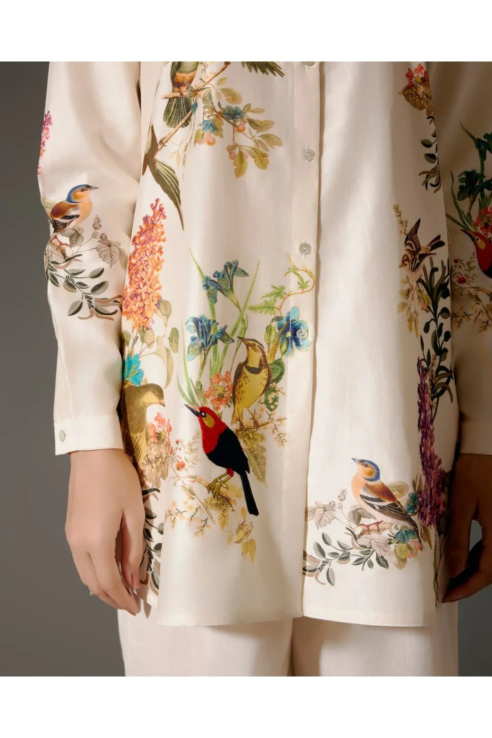 Printed Chanderi Silk Tunic Set  Floral Abstract Design