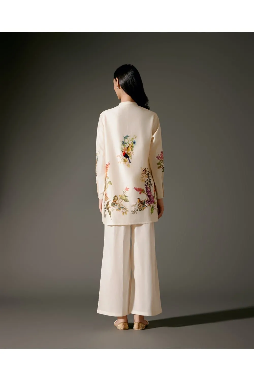 Printed Chanderi Silk Tunic Set  Floral Abstract Design