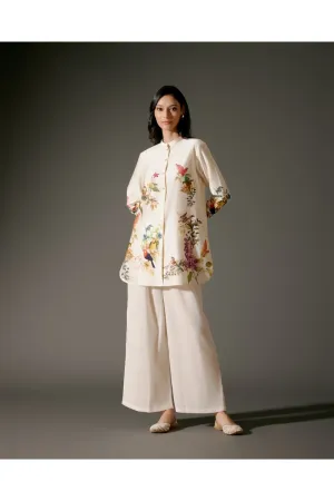 Printed Chanderi Silk Tunic Set  Floral Abstract Design