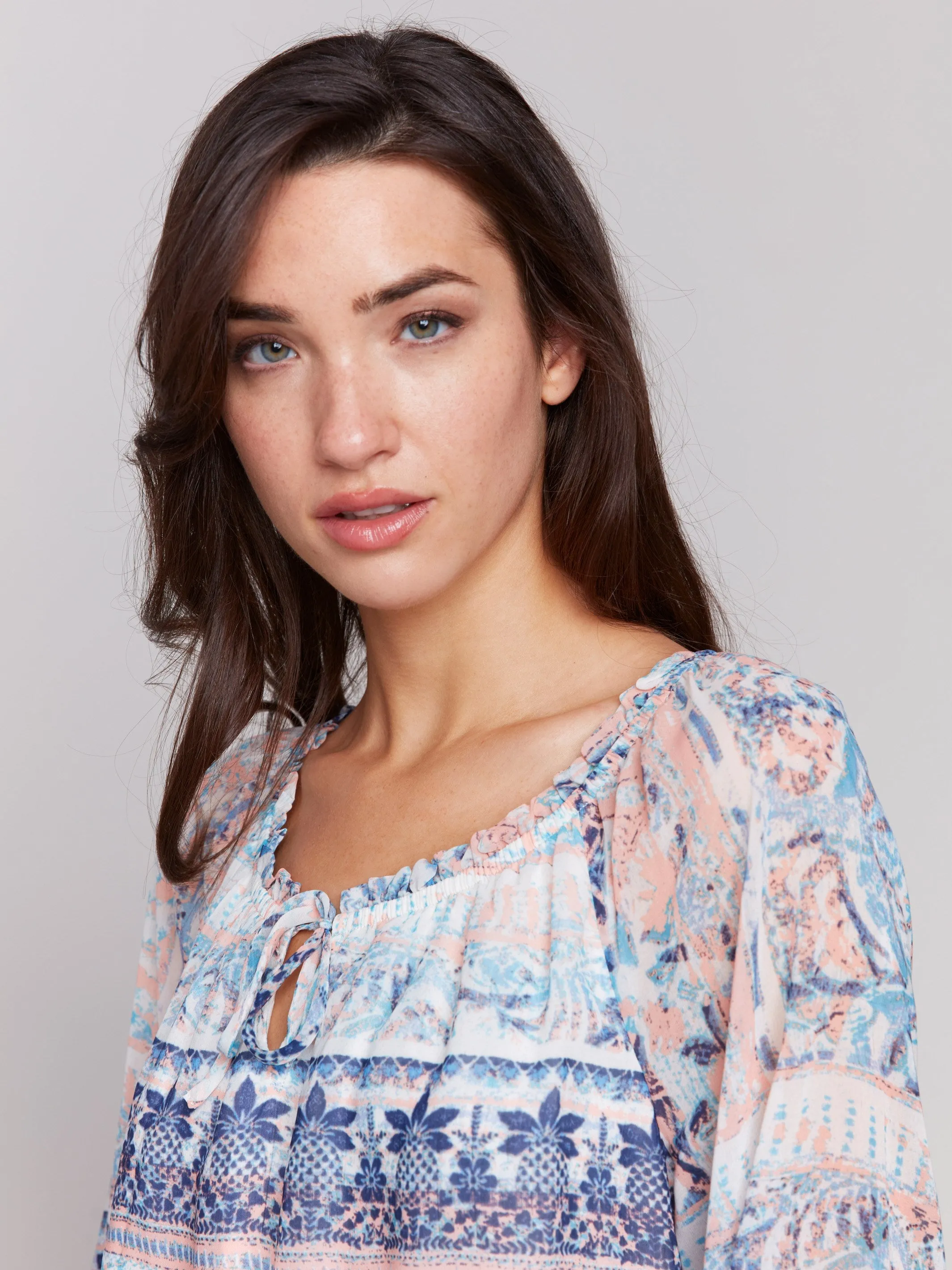 Printed Chiffon Blouse - Roots